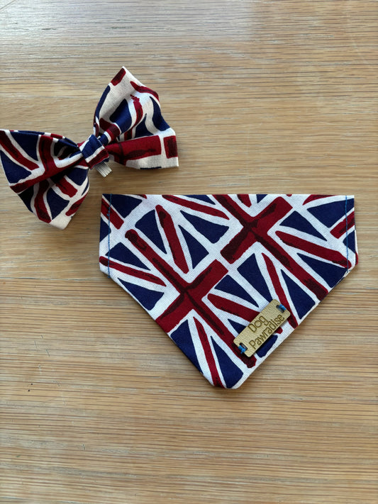 British Dog Bandana & Bow Tie Set